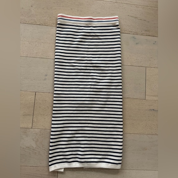 KULE x Anthropologie Dee Knit White Blue Striped Nautical Pencil Tube Maxi M - Picture 9 of 12